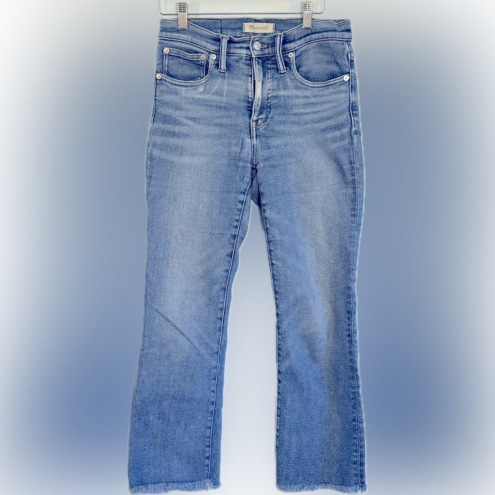 Madewell Cali Demi-Boot High Rise Frayed Raw Flare Women Size 26 Distressesd